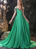 Abendkleid A-Linie Juwelenhals mit Zug Kurzarm Reißverschluss Bestickte Chiffon Abendkleider