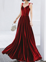 Abendkleid A-Linie Sweetheart Neck Bodenlanges ärmelloses Reißverschluss Schleifen Partykleider Festzugskleid