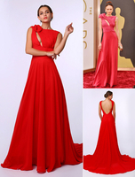 Abendkleid aus Chiffon mit Hof-Schleppe in Rot