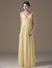 Abendkleid aus Chiffon mit Spaghettiträgern und Schnüren in Gelb für Schwangere