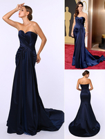 Abendkleid aus Satin in Dunkelblau