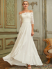 Abendkleid Bateau Neck Chiffon Bodenlangen Applique Social Dinnerkleider Party Kleid