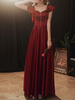 Abendkleid Burgunder A-Linie Sweetheart Neck Bodenlange Abendkleider Festzugskleid