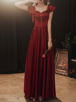 Abendkleid Burgunder A-Linie Sweetheart Neck Bodenlange Abendkleider Festzugskleid