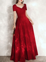 Abendkleid Burgunder A-Linie Sweetheart Neck Bodenlange Abendkleider Festzugskleid