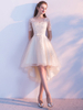 Abendkleid für Homecoming mit Rundkragen Tüll A-Linie- und Gürtel in Champagnerfarbe