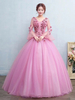 Abendkleid für Prinzessin mit Schnürung Prinzessin Fuchsienrosa und V-Ausschnitt