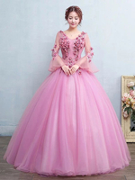 Abendkleid für Prinzessin mit Schnürung Prinzessin Fuchsienrosa und V-Ausschnitt