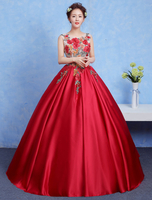 Abendkleid für Quinceañera mit Deko-Applikation Rubin