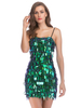 Abendkleid Grün Ärmelloses rückenfreies Polyester Pailletten Kurze Kleider Bodycon Partykleid Festzugskleid
