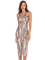 Abendkleid Hellgold Ärmellose rückenfreie Polyester-Paillettenkleider Langes Partykleid Festzugskleid