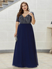 Abendkleid in Übergröße A-Linie V-Ausschnitt Bodenlange Kurzarm-Backless-Chiffon-Sozialkleider