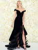 Abendkleid Meerjungfrau Off-The-Shoulder Velour Rüschen Formelle Split Party Kleider Klatschkleider