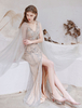 Abendkleid Nude Color A Line Jewel Neck Bodenlange Social Party Kleider Festzugskleid
