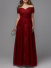 Abendkleid Off-the-Shoulder Polyester knöchellang Spitze Abendkleider