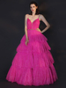 Abendkleid Rose Red Ballkleid V-Ausschnitt Bodenlang Tiered Tulle Social Party Kleider Ballkleid