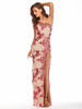 Abendkleid Rose Red Ärmelloses rückenfreies Polyester Split Gowns Langes Partykleid Bodycon Festzugskleid
