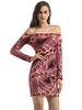 Abendkleid Rot Langarm Rückenlose Polyester Pailletten Kleider Midi Party Kleid Bodycon Festzug Kleid
