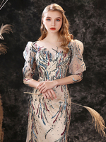 Abendkleid Scheide Jewel Neck Lace Bodenlange Spitze Formale Partykleider