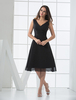 Abendkleid Schwarz Kurz Cocktailkleid mit V-Ausschnitt Kleider für Hochzeitsgäste Abschlusskleider