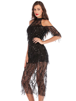 Abendkleid Schwarz Ärmelloses rückenfreies Polyester Ausschnitte Pailletten Split Bodycon Partykleid Festzugskleid