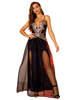 Abendkleid Schwarz Ärmelloses rückenfreies Polyester Split Gowns Langes Partykleid