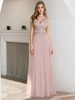 Abendkleid Spitze Mieder A-Linie V-Ausschnitt Spitze Bodenlange formelle Partykleider