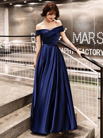Abendkleider aus der Schulter Abendkleid lang Satin Maxi formelle Kleider