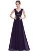 Abendkleider Designender Ausschnitt Hochzeit A-Linie- Kleider für Hochzeitsgäste Chiffon Formelle Kleider ärmellos Lavendel bodenlang