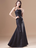 Abendkleider Designender Ausschnitt Hochzeit Prom- Günstige Abendkleider Taft Formelle Kleider ärmellos mit Reißverschluss Schwarz bodenlang