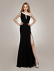 Abendkleider Einschulter Hochzeit Mermaid- Ballkleider Chiffon Formelle Kleider ärmellos Schwarz bodenlang natürliche Taillenlinie