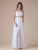 Abendkleider Einschulter Hochzeit ärmellos Ballkleider Weiß Formelle Kleider Chiffon A-Linie- bodenlang mit hoher Taillenlinie