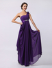 Abendkleider Einschulter Hochzeit ärmellos Brautjungfernkleider Königsblau Formelle Kleider Chiffon A-Linie- bodenlang mit Gürtel