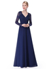 Abendkleider Elegant V-Ausschnitt Hochzeit Lang Brautmutterkleider Abendkleid Festlich Cocktail Herbstkleider Dunkelmarineblau Formelle Kleider Spitze A-Linie- mit Reißverschluss bodenlang