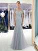 Abendkleider Hellgraue Perlen Quasten Backless Mermaid Luxus Abschlussball-Kleider
