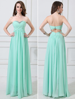 Abendkleider Herz-Ausschnitt Hochzeit A-Linie- Ballkleider Chiffon Formelle Kleider ärmellos mit Reißverschluss Mintgrün bodenlang