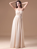Abendkleider Herz-Ausschnitt Hochzeit A-Linie- Brautjungfernkleider Chiffon ärmellos mit Reißverschluss Champagner bodenlang