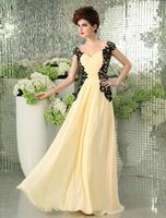 Abendkleider Herz-Ausschnitt Hochzeit A-Linie- Brautmutterkleider Chiffon ärmellos mit Reißverschluss Narzissengelb    bodenlang