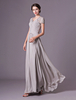 Abendkleider Herz-Ausschnitt Hochzeit Kurzarm Brautmutterkleider Selber Chiffon A-Linie- mit Reißverschluss bodenlang natürliche Taillenlinie