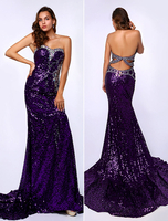 Abendkleider Herz-Ausschnitt Hochzeit Mermaid- mit Pailletten bestickt ärmellos und Reißverschluss Lavendel und Court-Schleppe