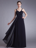 Abendkleider Herz-Ausschnitt Hochzeit Prom- Ballkleider Chiffon Formelle Kleider ärmellos mit Reißverschluss Dunkelmarineblau bodenlang