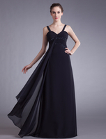 Abendkleider Herz-Ausschnitt Hochzeit Prom- Ballkleider Chiffon Formelle Kleider ärmellos mit Reißverschluss Dunkelmarineblau bodenlang