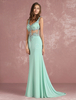 Abendkleider Herz-Ausschnitt Hochzeit ärmellos Ballkleider Mintgrün Formelle Kleider Polyester Mermaid- mit Reißverschluss und Schleppe 20cm