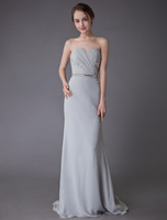 Abendkleider Herz-Ausschnitt Hochzeit ärmellos Ballkleider Selber Formelle Kleider Chiffon Etui- mit Reißverschluss und Schleppe 20cm kreuz und quer