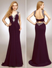 Abendkleider Herz-Ausschnitt Hochzeit ärmellos Magenta Chiffon Mermaid- mit Reißverschluss und Schleppe natürliche Taillenlinie