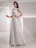 Abendkleider mit Bateau-Kragen Hochzeit A-Linie- Brautmutterkleider Netz Formelle Kleider Selber bodenlang natürliche Taillenlinie