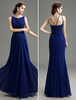 Abendkleider mit Bateau-Kragen Hochzeit Mermaid- Ballkleider Chiffon Formelle Kleider und Reißverschluss Königsblau bodenlang natürliche Taillenlinie