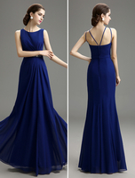 Abendkleider mit Bateau-Kragen Hochzeit Mermaid- Ballkleider Chiffon Formelle Kleider und Reißverschluss Königsblau bodenlang natürliche Taillenlinie