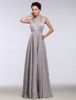 Abendkleider mit Halter Hochzeit ärmellos Abendkleider mit Rückenausschnitt Grau Formelle Kleider Chiffon A-Linie- und Schnürung bodenlang