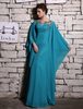 Abendkleider mit Rundkragen Hochzeit Mermaid- Kleider für Hochzeitsgäste Chiffon Formelle Kleider Langarm Blaugrün bodenlang natürliche Taillenlinie